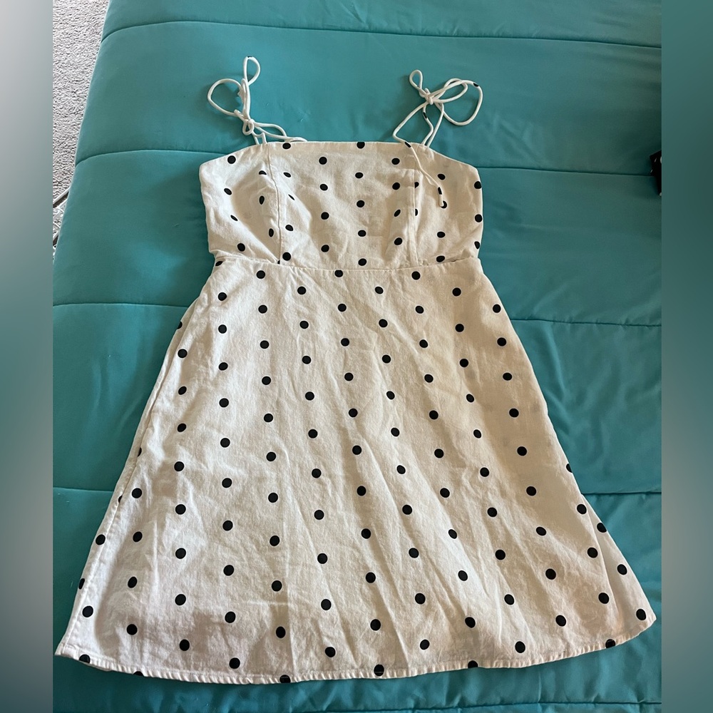 Old Navy Cream Dress with Black Polka Dots